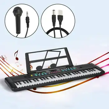 61-Key Portable Keyboard Klavír pre Deti a Začiatočníkov s Mikrofónom List Stojan