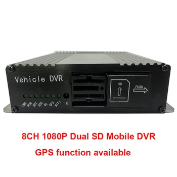 8CH 1080P Dual SD Mobile DVR 1080P Mobile DVR podpora GPS pre CCTV Car Video Recorder Max. 128 gb SD kartu
