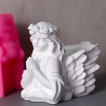 Angel Girl Modlitba Úložný Box Silikónové Formy Cementové Omietky Kvetináč Formy HOBBY Ručné Konkrétne Sviečky Pohár Plesne Domova