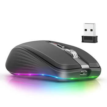 Bezdrôtová Myš 2.4 G Dual-Mode Bluetooth 5.1 Vypnúť Počítač Myš 2400dpi Farebné Svetlá Hra Office Univerzálny