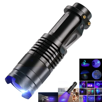 D5 UV LED Baterka Mini Horák, 395nm Blacklight Vlnová dĺžka Fialová Svetlá Zoomovateľnom Pet Moču Scorpion Dygiene Detektor UV Lampa