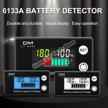 DC Batéria Voltmeter DC8V-100V LCD Digitálny Displej Kapacita Batérie Napätie Tester s Snímač Teploty Funkcia Budíka