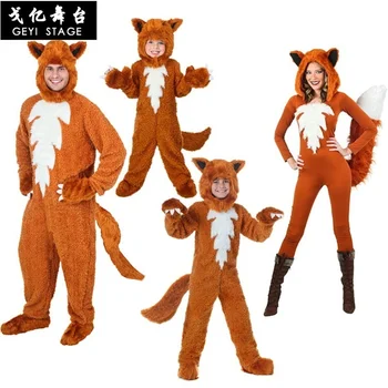 Deti Dospelé Ženy Sexy Kreslených Zvierat Fox Cosplay Kostým Šaty, Oblek Deň Detí Halloween Kostýmy Jumpsuit