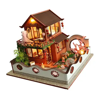 DIY Drevený domček pre bábiky s Nábytkom s Čínskymi Chata Villa