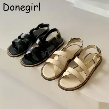 Donegirl 2023Summer Ženy, Módne Kože Bytov Opasku Jednoduché, Bežné Sandále Všestranný Štruktúry Ženské Topánky Dámske Elegantné