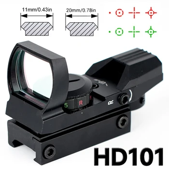 HD101 Červená Zelená Bodka Kompaktný Taktiky Riflescope Outdoor, Lov Optika Reflex Pohľad Priestor pre 11 mm/20 mm Železničnej Mount