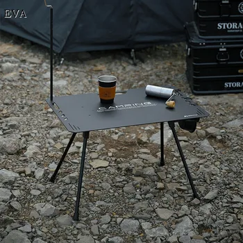 Hliníkové Zliatiny, Skladací Stôl s 2 Lampa Stojí Camping Prenosný Ľahký Piknikový Stôl Vonkajšie Stoly Nábytok Turistické Tabuľka