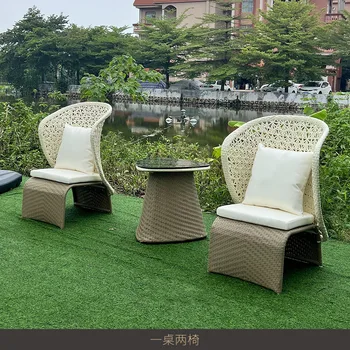 Jednoduchý dizajn vonkajší voľný čas ratan-tkané high-späť stoličky záhradu, nádvorie nepremokavé a opaľovací krém konferenčný stolík nábytok