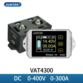 JUNTEK VAT4300 400V 300A Bezdrôtový ammeter voltmeter kapacita batérie monitorovanie coulomb počítadlo 12V 24V 48V farebný displej meter