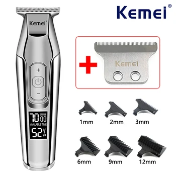 Kemei KM-5027 Professional Hair Clipper pre Mužov LCD Displej Zastrihávač Chĺpkov Stroj 0 mm Bezdrôtový Vlasy Rezací Stroj USB Nabíjanie