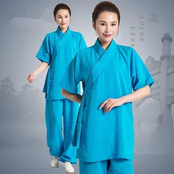 Krátky Rukáv Čínskej Tradičnej Tai Chi Uniformy Kung Fu Oblečenie Bojové Umenie nosiť Unisex Tričko a Nohavice