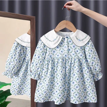 Kórejský detské Oblečenie 2023 Jar, Leto, Elegantné Šaty Pre Dievčatá Princezná Kawaii Bavlna Kvetinový Baby Midi Sukne 2 Do 8 Rokov
