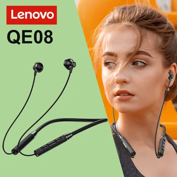 Lenovo QE08 100%Originálne Neckband Bluethooth Slúchadlá Pravda Bezdrôtové Slúchadlá Music Headset Potlačením Hluku s Mikrofónom