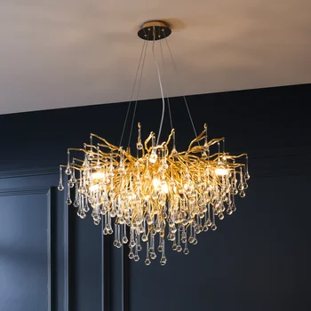 Lustre Svetlá Led Nový Moderný Crystal Luxusné Zlaté Pobočky Obývacia Izba Hotel Lobby Kolo Dekorácie Svetla