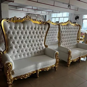 Luxusný Kráľovský Trón Kráľa Zlaté Svadobné Pohovka Kreslo Pre Nevestu A Ženícha