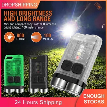 Mini Prenosné LED Baterka USB Nabíjanie Taktická Baterka Camping Osvetlenie multifunkčného Keychain Lampa Pre Lov Turistika