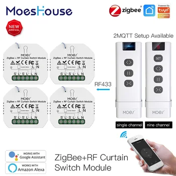 MoesHouse DIY ZigBee Smart RF433 Opony Switch Modul pre Motorové Rolety, Motor 2MQTT Inteligentný Život APP Alexa Domovská stránka Google