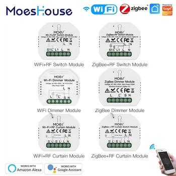 MoesHouse ZigBee WiFi Smart Switch Modul Stmievač Opony Prepínač Inteligentný Život Aplikáciu Diaľkové Ovládanie Alexa Domovská Stránka Google Ovládanie Hlasom