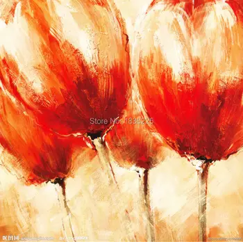 najpredávanejšie ručné položky, maľované plátna na moderné tulipán abstraktné krásne červený kvet olejomaľby pre kúpeľňa nápady maľovanie