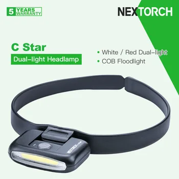 Nextorch C Star USB Nabíjateľné Svetlomet/Signál/Klobúk/Svetlo na Bicykel, Biela/Červená Dual-light, KLASU Svetlomet, 180º Otočná,Nepremokavé