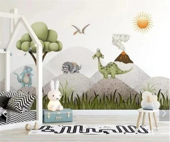 Nordic nostalgické cartoon dinosaura detská izba gauč TV tapetu pozadia domáce dekorácie obývacia izba, spálňa 3d tapety
