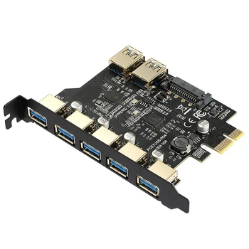 NOVÉ lístka 5/7 Port USB 3.0, PCI Express Rozširujúca Karta Adaptéra PCIE X1, aby USB3.2 Gen1 5Gb 19Pin Hlavičky SATA/4Pin Moc NEC D720201 Čip