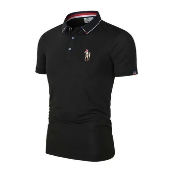 Nové vyšívané pánske polo tričko bežné obchodné klope krátke rukávy T-shirt pánske letné golfové oblečenie