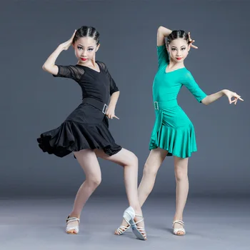 Nový Detí latinskej Tanca Školenia Obliekať Dievčenské latinské Tanečné Šaty Výkon Šaty Letné Tanečné Šaty latinskej praxi šaty
