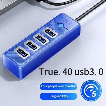 ORICO 4 Porty USB 3.0 HUB, Nové High Speed 5Gbps Splitter Ultra-Slim OTG Adaptér Pre Pro PC Počítačové Príslušenstvo (Modrá)