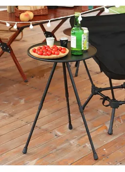 Outdoor camping malý okrúhly stôl Trojuholník držiak disku nastaviteľné prenosný piknikový stôl z hliníkovej zliatiny, skladací kolo t