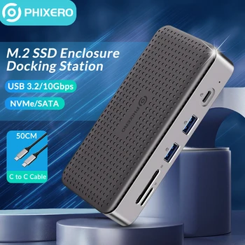 PHIXERO M. 2 NVMe Dual Protokol USB 3.2 Dokovacej Stanice SATA /NVMe SSD Krytu Pevného Disku Úložný Box HDMI Externý Case pre PC