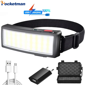 Pocketman COB LED Svetlomet USB Nabíjateľné Svetlometu Nepremokavé Vedúci svetlo Vysokej Lumen Camping Hlavu Baterka s akumulátorom
