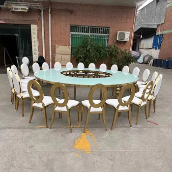 Podujatie strany dodáva kovové svadobný stôl s krištáľovo svadobné a ženícha, jedáleň, recepcia VIP JEDÁLENSKÝ kolo kruh veľký stôl