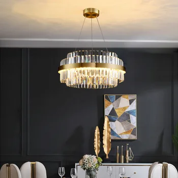 Postmoderných Viacvrstvových Crystal Kolo Stropný Luster Pre Obývacia Izba Reštaurácia Dekoratívne Lampy Romantická Spálňa Oválne Lightin