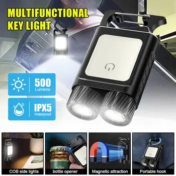 Prenosné KLASU Baterka Vrecku Keychain LED Lampa USB Nabíjanie Vstavaný 500mAh KLASU Pracovné Svetlo Camping Stan Svetlo Vývrtka