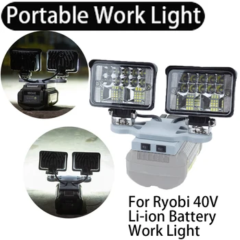 Prenosné Osvetlenie Pracovné Svetlo Pre Ryobi 40V Li-ion Batéria Série Bezdrôtový Prenosný LED Pracovné Svetlo Domov Camping Ľahké Cestovanie