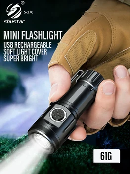 Prenosný Mini LED Baterka Kempovanie, Rybárske Pochodeň USB Nabíjateľné Keychain Svetlo 5 Režime Svietidla Silný Nepremokavé Floodlight