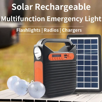 Prenosný Solárny Nabíjateľná LED Prenosné Rádio Multifunkčné Camping Svetlo