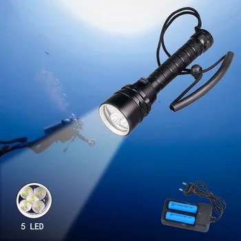 Profesionálne Výkonný 10W LED Potápanie Svetlo Cree T6 L2 5 LED Potápačská Baterka Vodotesný IP68 Potápanie Pochodeň Pre Podvodné 50m