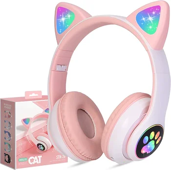 Roztomilé Mačka Bluetooth Slúchadlá Bezdrôtové Slúchadlá Skladacia Hifi Stereo Hudby Hluku Zrušiť Slúchadlá TF Karty Pre Deti, Dievčatá Dary