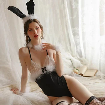 Sexy Cosplay Hlboké V Pokušenie Vášeň Bunny Bielizeň Sexy Kostým Zajaca Úlohu Hrať Kombinézu Slúžka Jednotné Halloween Oblečenie