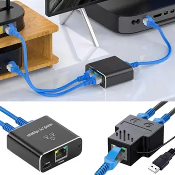 Sieť Rj45 Kábel Portu Sieťového Kábla Splitter 1 2 Ethernetový Adaptér Siete Internet, Káblová Extender Siete Distribútora