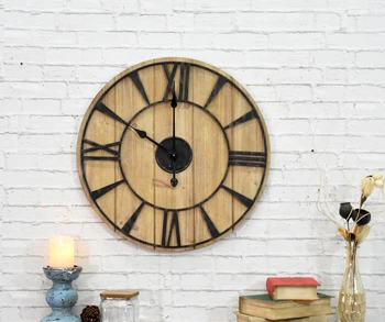 Starožitný železa drevené nástenné hodiny, obývacia izba, spálňa, dekoratívne nástenné hodiny, kruhové kreatívne nástenné hodiny