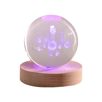 Stolové Dekoratívne Lampy, Svetelné Galaxy Crystal Ball Nočné Svetlo Astronaut Dekorácie 3D Laserové Gravírovanie Darček k Narodeninám 6/8 CM