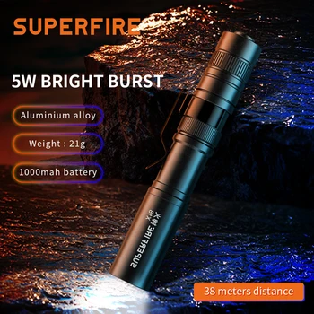 SuperFire výchovy k demokratickému občianstvu baterka Prenosné 21G Led mini pochodeň svetla Použitie Batérie veľkosti AAA pre Kempovanie s Nehrdzavejúcej Ocele Klip L28 self defense