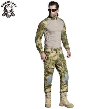 Taktická Vojenská BDU Jednotné S Kolien Koleno Podložky Army Combat Nohavice Tričko Airsoft Sniper Kamufláž Poľovnícke Oblečenie ATFG