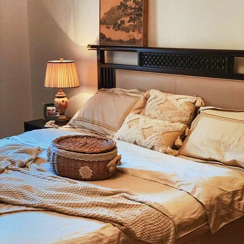 Tento produkt je možné customizedNew Čínsky štýl Ugin masívneho dreva manželská posteľ 1.8 m Moderný jednoduchý spálňa high-end master