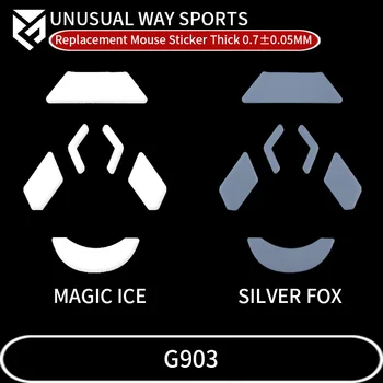 UnusualWaySports Myši Nohy Korčule Nohy Pre Logitech G903 Hrdina Kĺže Krivky Okraji Magic Ice Silver Fox Verzia