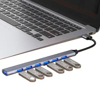 USB 3.0 Splitter 7-Port USB Rozbočovač Expander Multi Port USB Adaptér Pre PC Prenosný Počítač Príslušenstvo