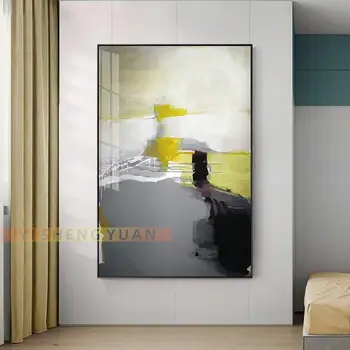 Veľká Veľkosť Moderné Ručne Maľované Plátno Olejomaľba Jednoduché Farebné Dizajn Obrázok Wall Art Domova Pre Obývacia Izba Č Rám